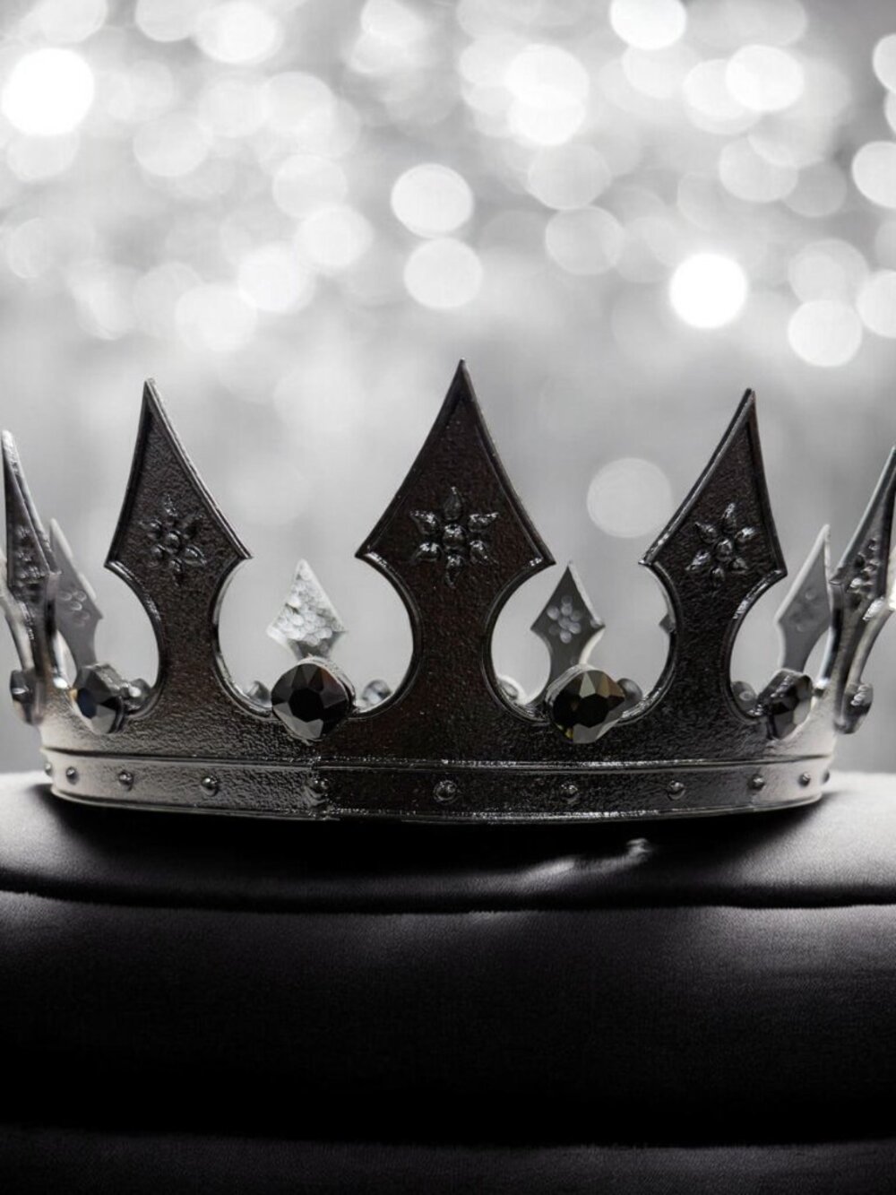 Renaissance headpiece, Halloween Costume, Regal black Crown, Black Stone Crown